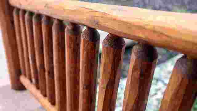 Classic Log Railing in Storm Teak