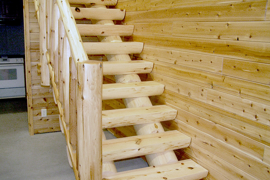 milled-half-log-staircase-min-1 winery wood